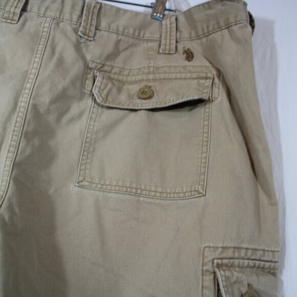 U.S. Polo Assn Men's size 48W Cargo Shorts Large Pockets Tan Khaki 90s - Picture 6 of 11